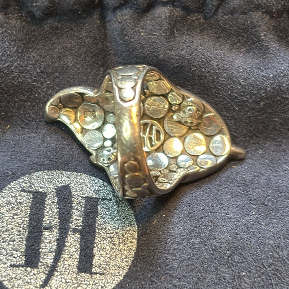 John Hardy Ayu Dot Silver Leaf Ring Size 8 - Picture 2 of 4